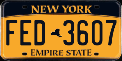 NY license plate FED3607