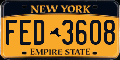 NY license plate FED3608