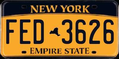 NY license plate FED3626