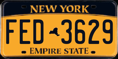 NY license plate FED3629