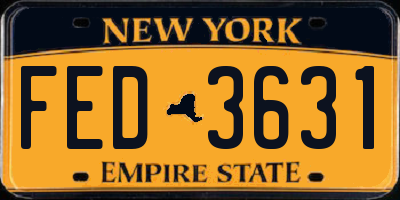 NY license plate FED3631