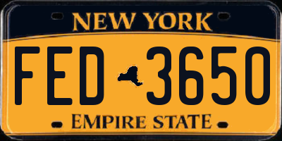 NY license plate FED3650
