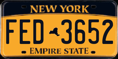 NY license plate FED3652
