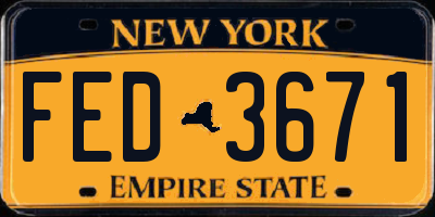 NY license plate FED3671