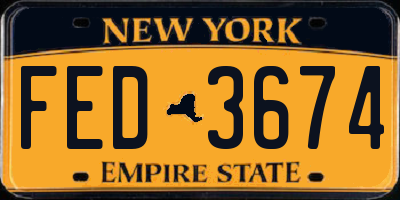NY license plate FED3674