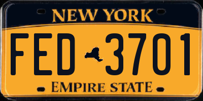 NY license plate FED3701