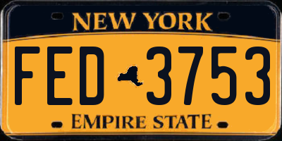 NY license plate FED3753