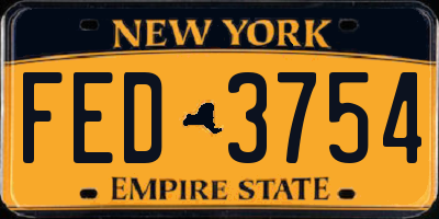 NY license plate FED3754