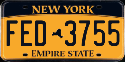 NY license plate FED3755