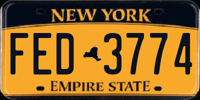 NY license plate FED3774