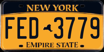 NY license plate FED3779