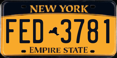NY license plate FED3781