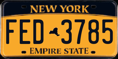 NY license plate FED3785