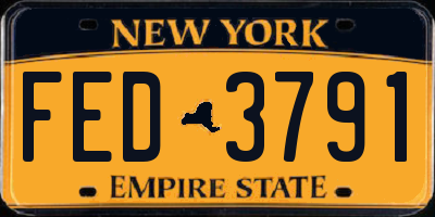 NY license plate FED3791