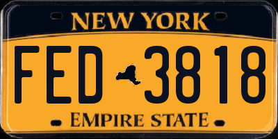 NY license plate FED3818