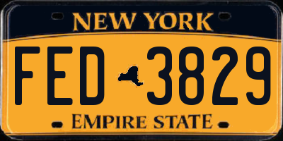 NY license plate FED3829
