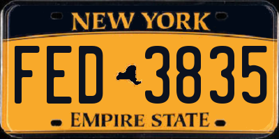 NY license plate FED3835