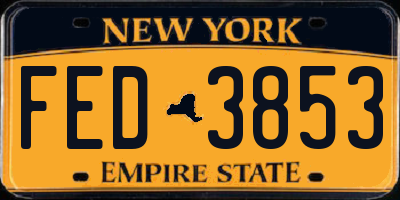NY license plate FED3853