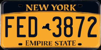 NY license plate FED3872