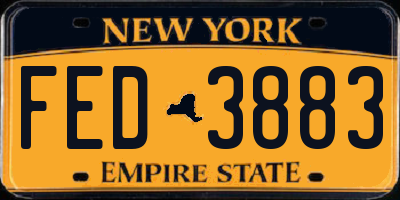 NY license plate FED3883