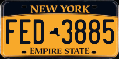 NY license plate FED3885