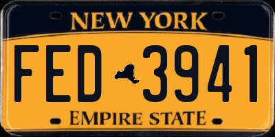 NY license plate FED3941