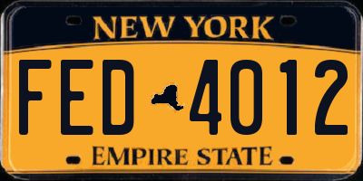 NY license plate FED4012