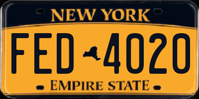 NY license plate FED4020