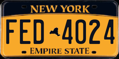 NY license plate FED4024