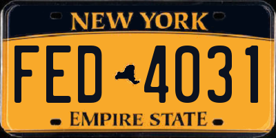 NY license plate FED4031