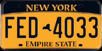 NY license plate FED4033