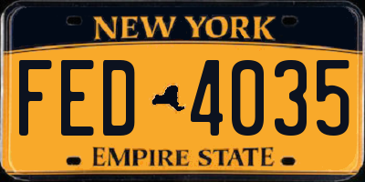 NY license plate FED4035