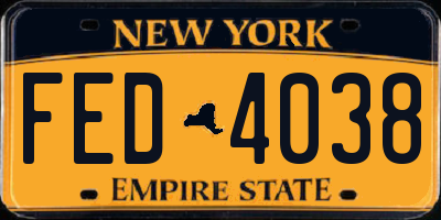 NY license plate FED4038