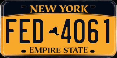NY license plate FED4061