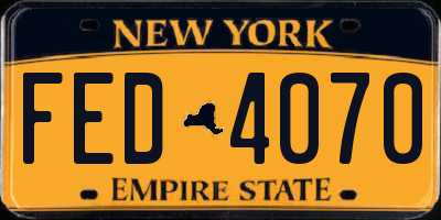 NY license plate FED4070