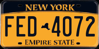 NY license plate FED4072