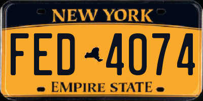 NY license plate FED4074