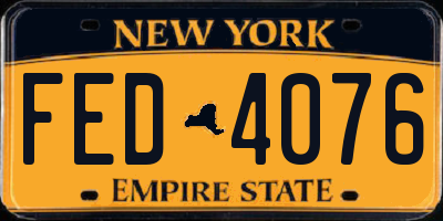 NY license plate FED4076