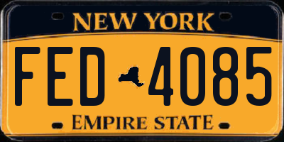 NY license plate FED4085
