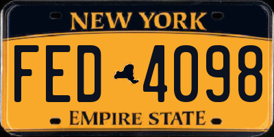 NY license plate FED4098