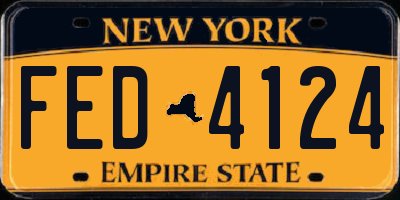 NY license plate FED4124