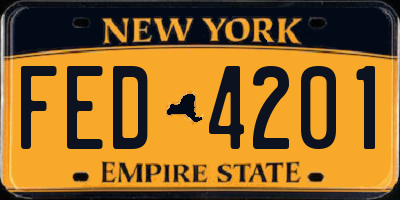 NY license plate FED4201