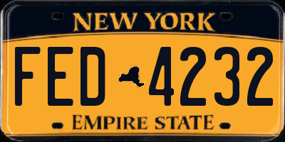 NY license plate FED4232