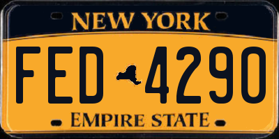 NY license plate FED4290