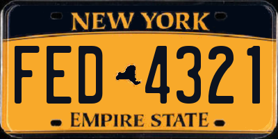 NY license plate FED4321