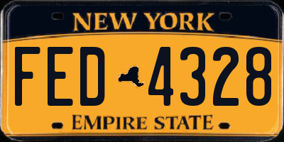 NY license plate FED4328