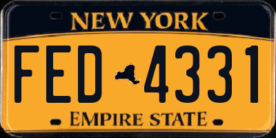 NY license plate FED4331