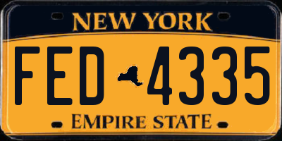 NY license plate FED4335