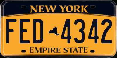 NY license plate FED4342