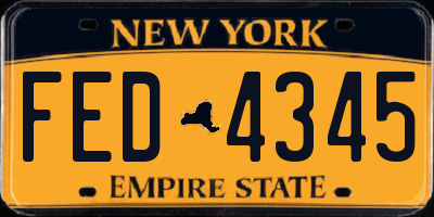 NY license plate FED4345